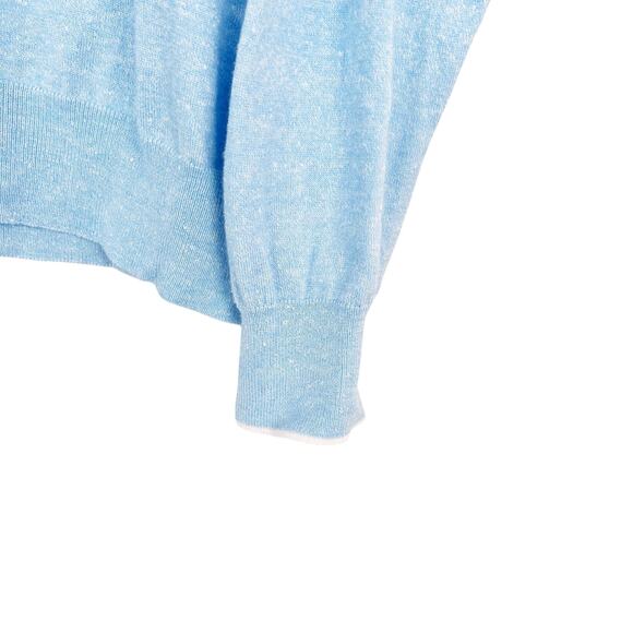 Peter Millar Crown Cool Light Blue Merino Wool Linen Quarter Zip Sweater Sz XXL - Picture 3 of 6